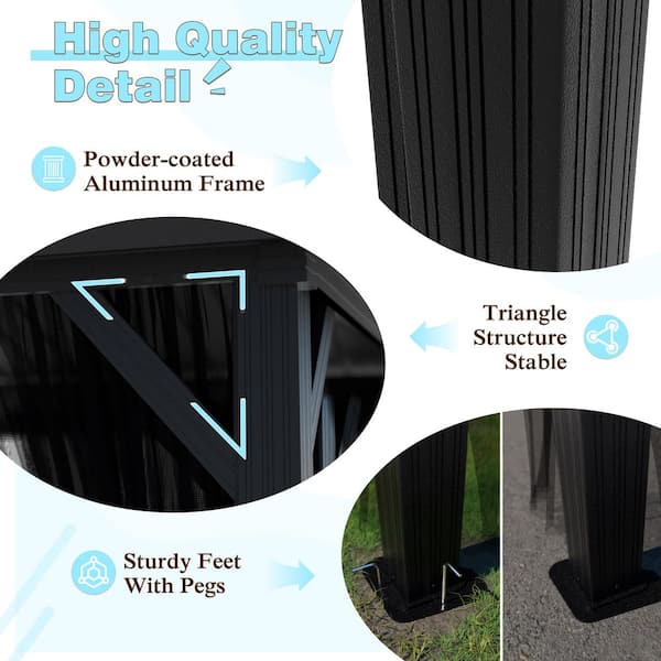 20 ft. x 12 ft. Aluminum Double Hardtop Gazebo with Textilene Netting