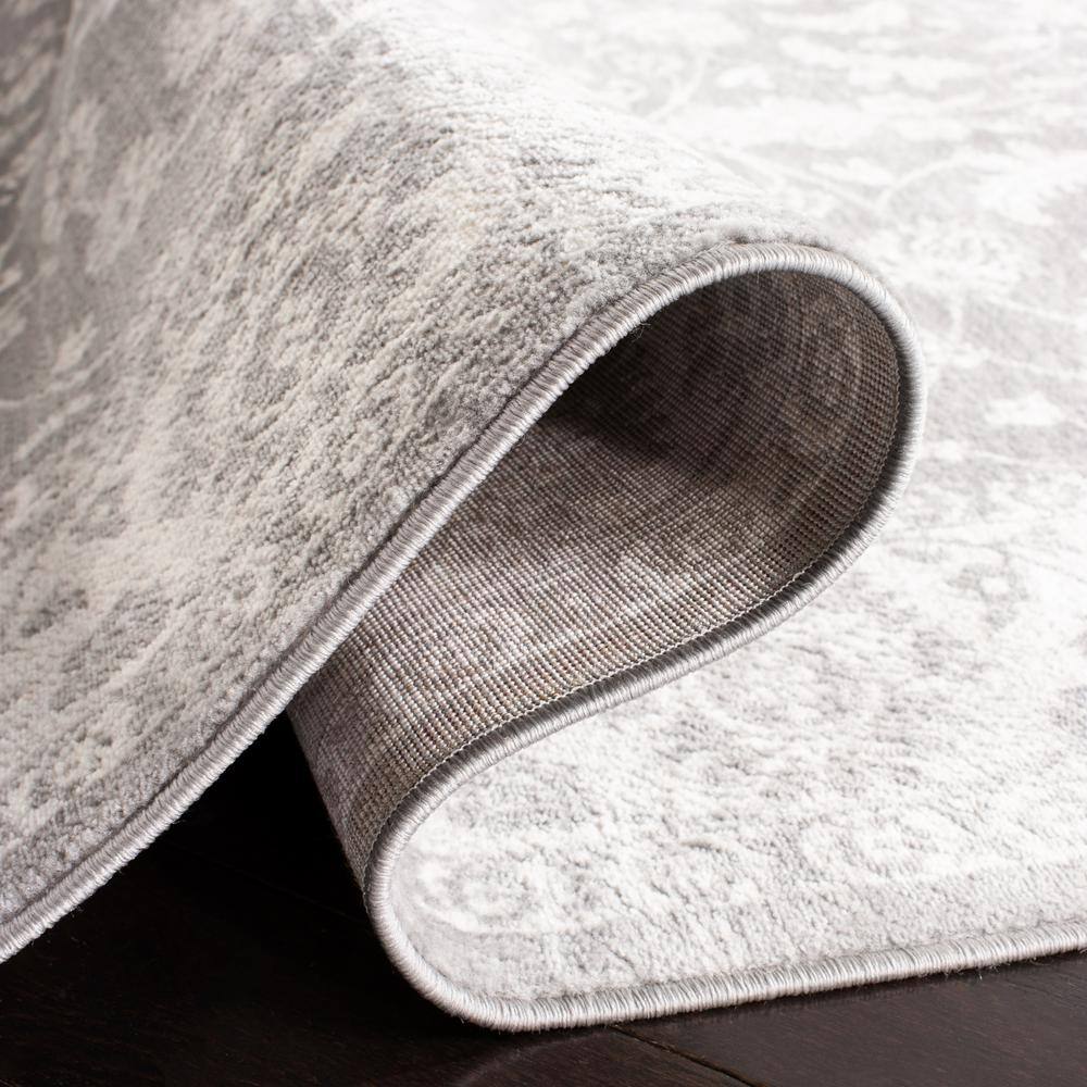 Gray and Cream 12' x 18' Stain-Resistant Synthetic Area Rug