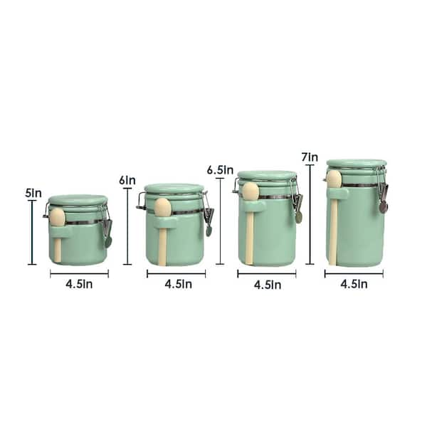 Home Basics 4 Piece Ceramic Canisters with Air-Tight Clamp Top Lid and  Wooden Spoons, Mint HDC69965 - The Home Depot