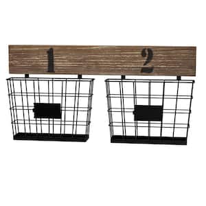 Rustic Double Wire Basket Wall Organizer