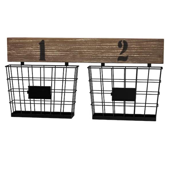 Lavish Home Rustic Double Wire Basket Wall Organizer HW0200217 - The Home  Depot