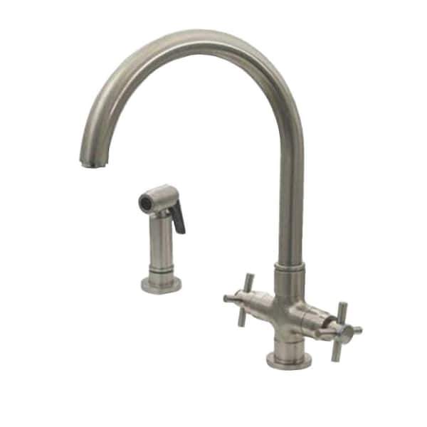 Whitehaus Collection 2-Handle Side Sprayer Kitchen Faucet in Brushed Nickel