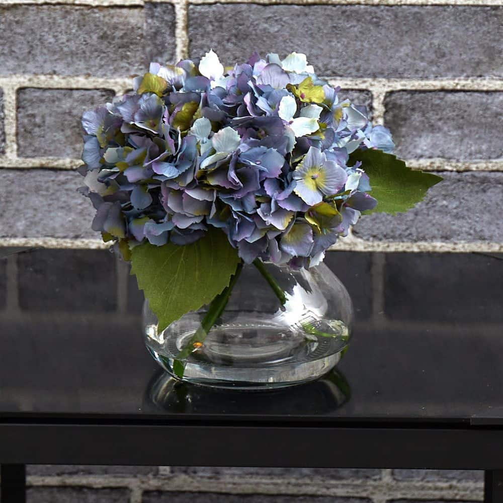 Blooming Blue Hydrangea 23" Silk Tabletop Arrangement with Vase