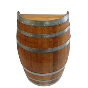 26 in. W x 35 in. H Lacquer Oak Wood Split Wine Barrel Stand