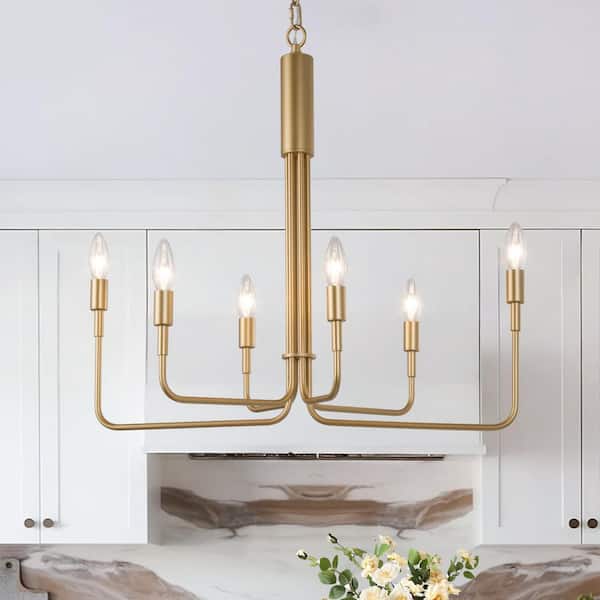 LNC Modern 6-Light Gold Asymmetric Candlestick Chandelier Contemporary Pendant Lighting for Dining Room Kitchen Living Room
