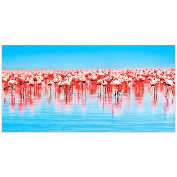 "Flamingo Flock" by EAD Art Coop Frameless Free-Floating Tempered Art Glass Wall Art