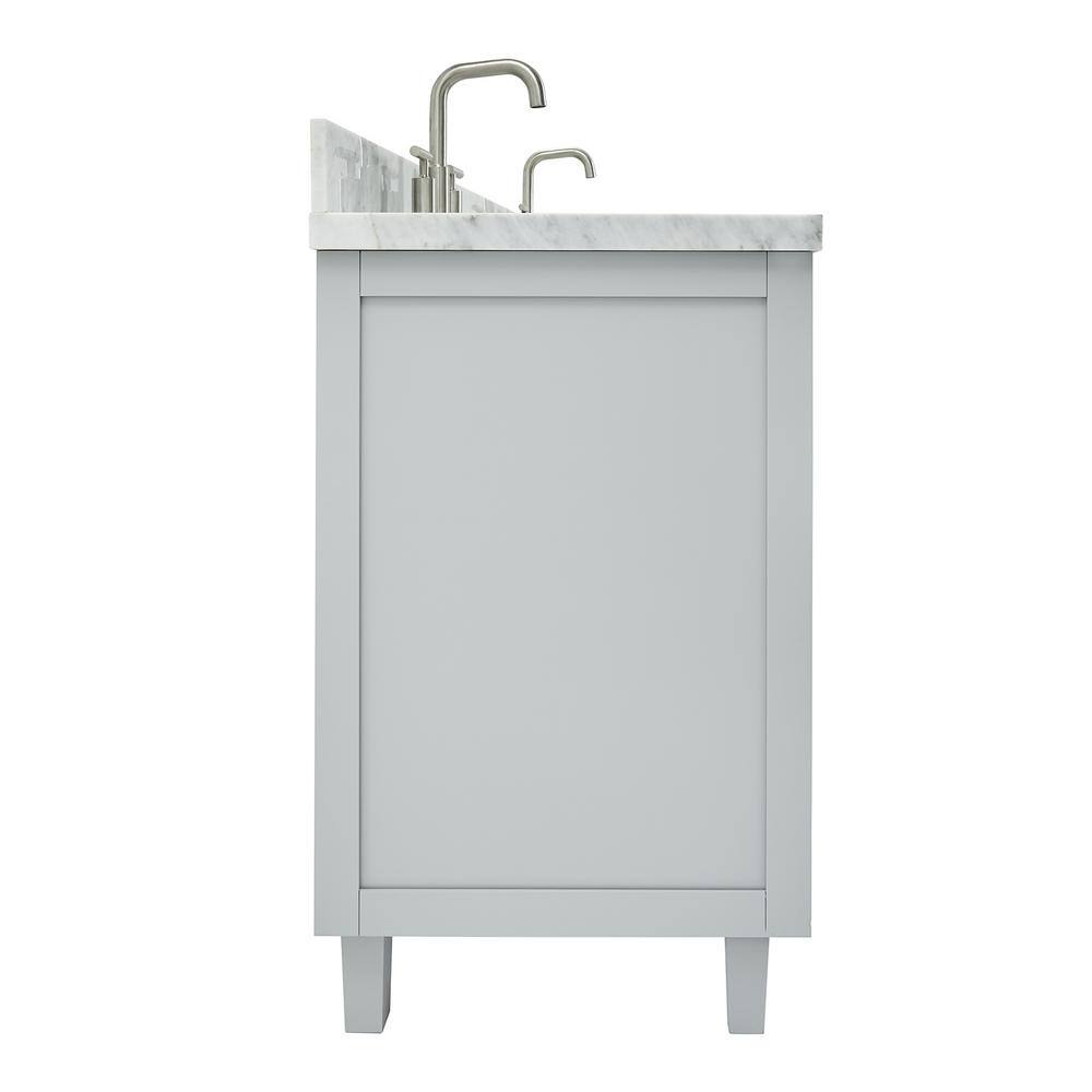 Monroe 67" Gray Wood Double Vanity with Carrara Marble Top