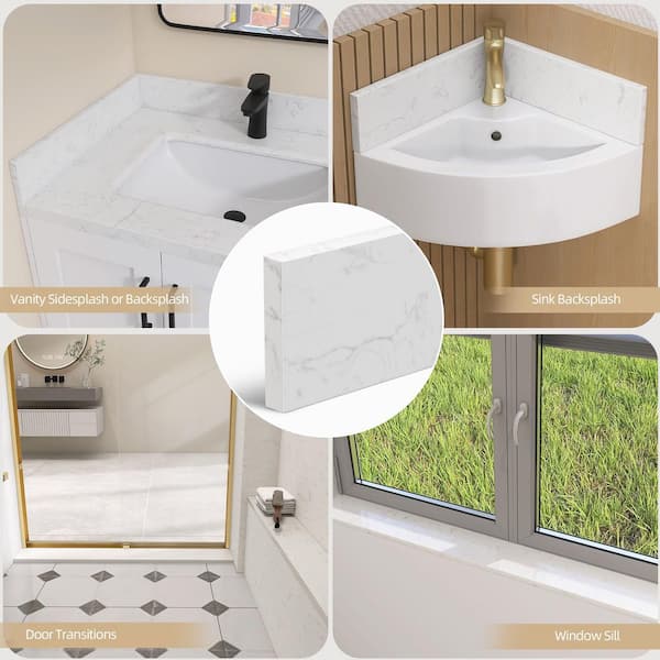 Zeafive Cala 36.5 in. W Cultured Marble Vanity Backsplash Bathroom