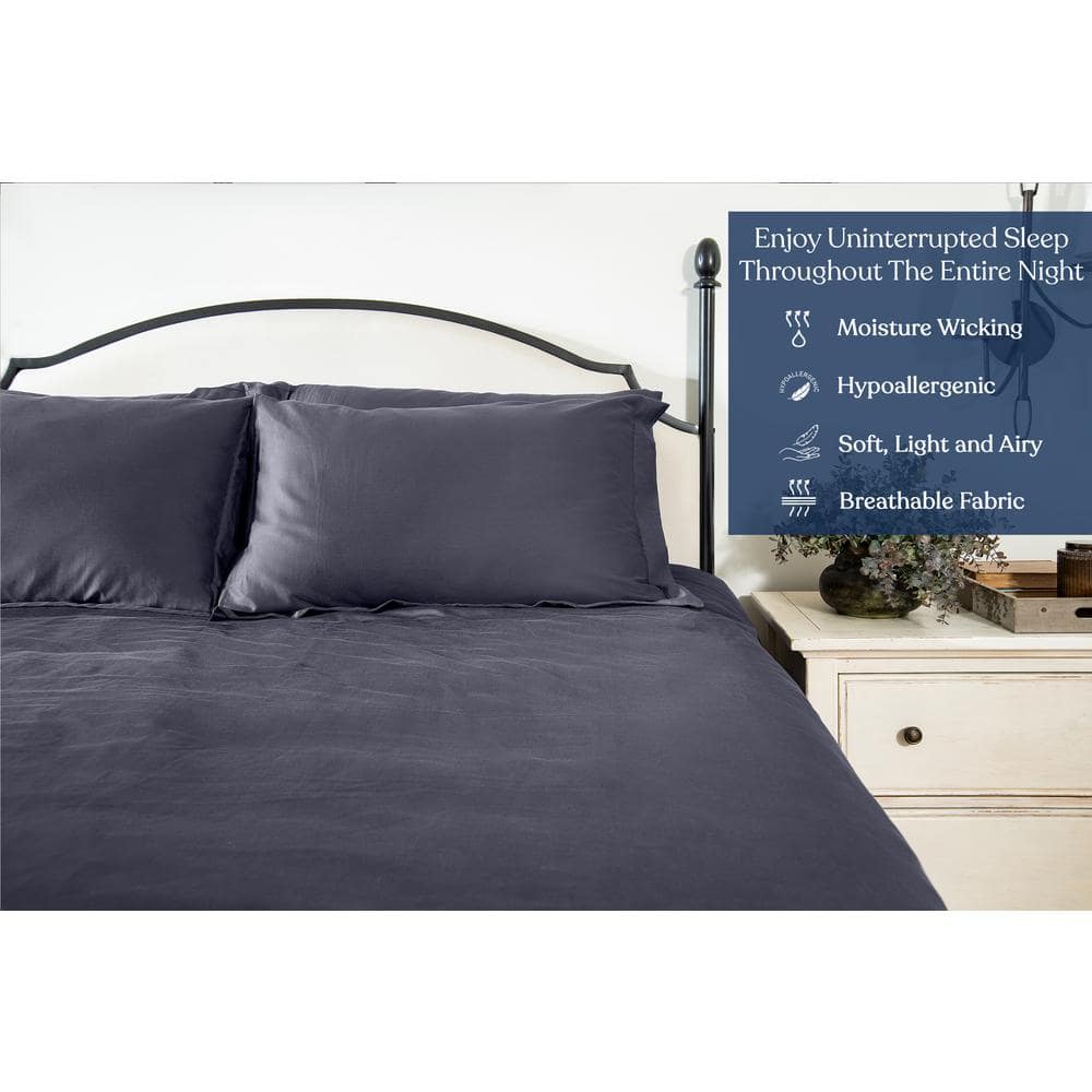 Delara Dark Grey Organic Cotton Full Fitted Sheet
