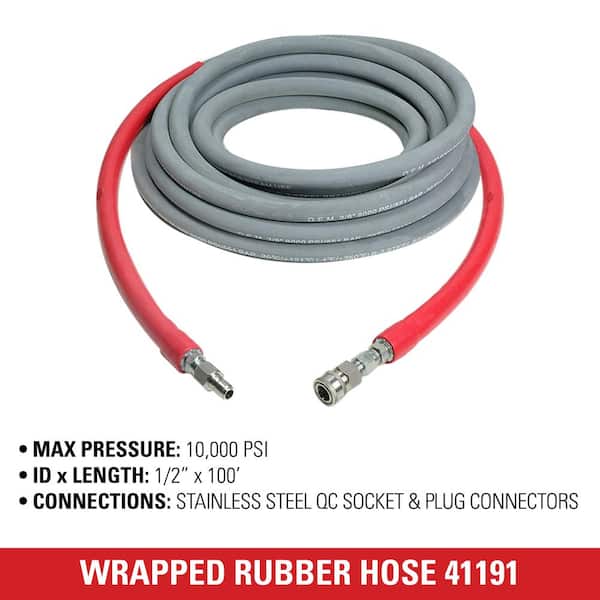 SIMPSON 10,000 PSI Hot Water Pressure Washer Hose 100 ft. x 1/2 in. 41191 -  The Home Depot