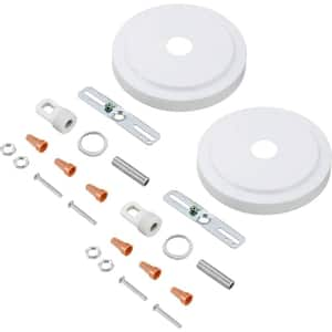 5-1/2 in. Dia. w/Collar Loop and 1 in. Center Hole Matt White Finish Transitional Chandelier Fixture Canopy Kit (2-Pack)