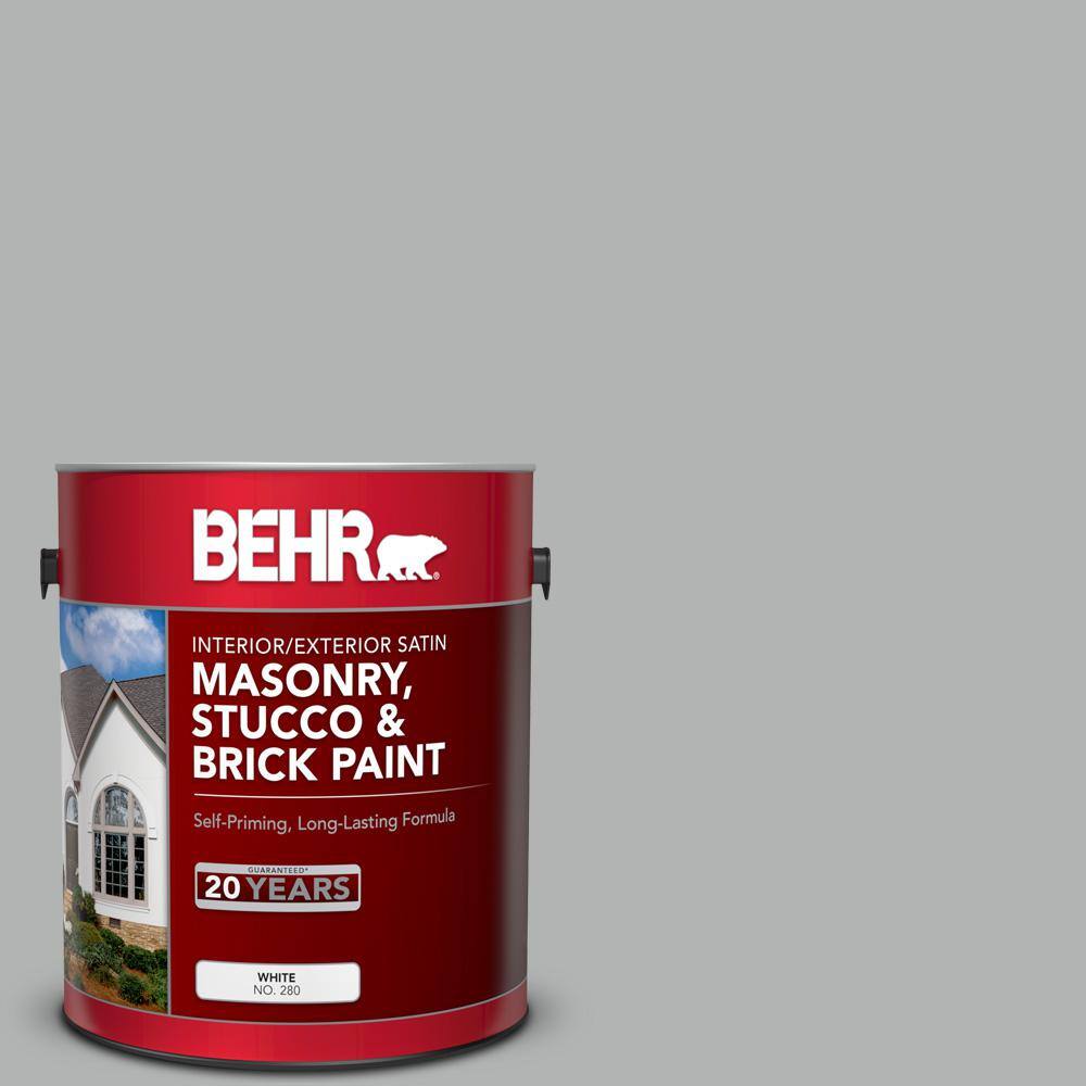 1 gal. #PPU26-08 Silverstone Satin Interior/Exterior Masonry, Stucco and Br