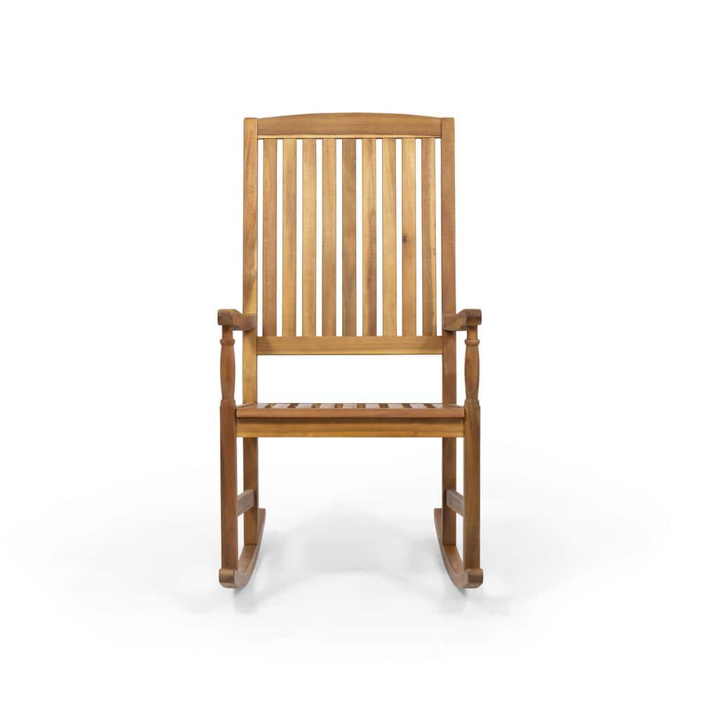Arcadia Teak Brown Acacia Wood Outdoor Rocking Chair Pair