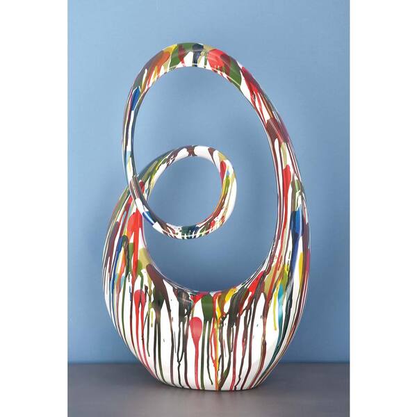 Litton Lane 24 in. x 14 in. Decorative Abstract Sculpture in Painted Polystone