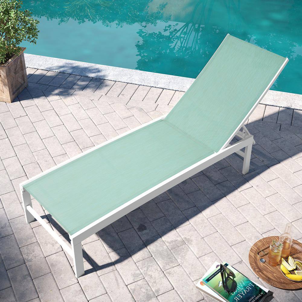 Adjustable Blue Aluminum Outdoor Chaise Lounge Chair