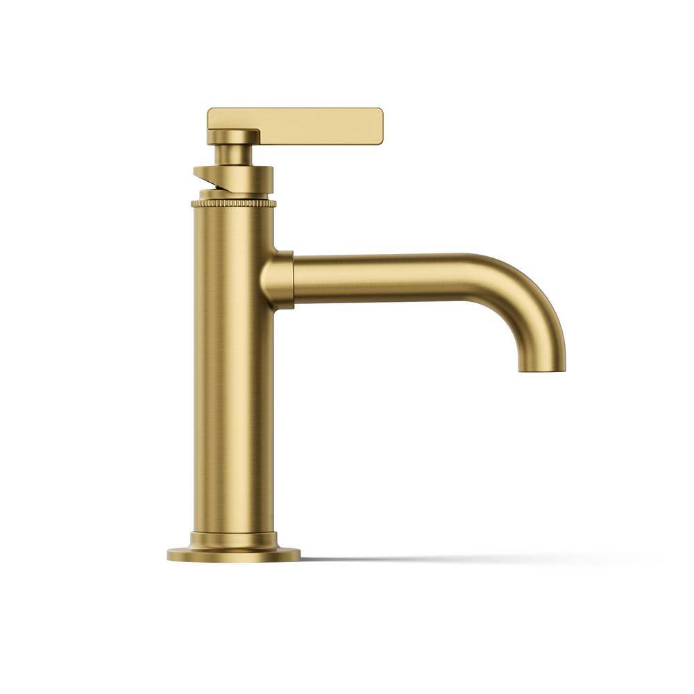 Vibrant Brushed Moderne Brass Single-Handle Bathroom Faucet