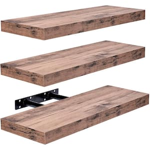 16.25 in. W x 5.5 in. D Mahogany Wood Decorative Wall Shelf (3-Pieces)