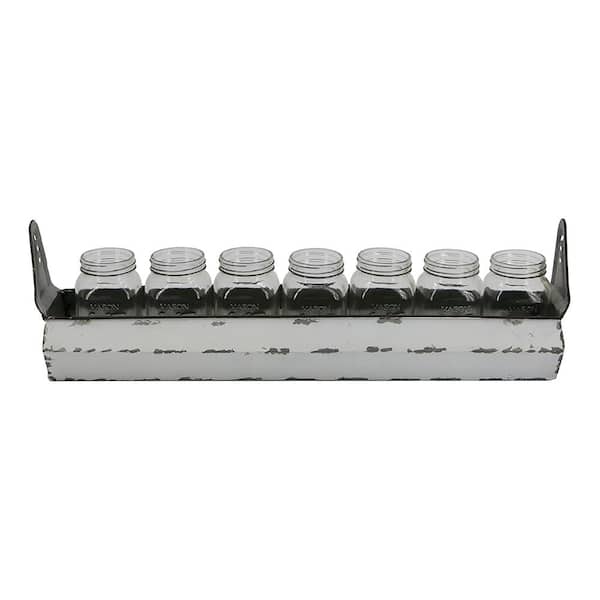 A & B Home White Iron 6.3 in. Decorative Canister (Set of 7)