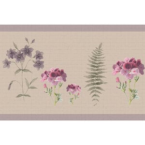 Falkirk Dandy II Purple Green Plants Floral Peel and Stick Wallpaper Border