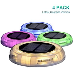 Solar Powered 4-lights America Style Color Deco LED Garden Fence Pool Porch Waterproof Lights (4PK)