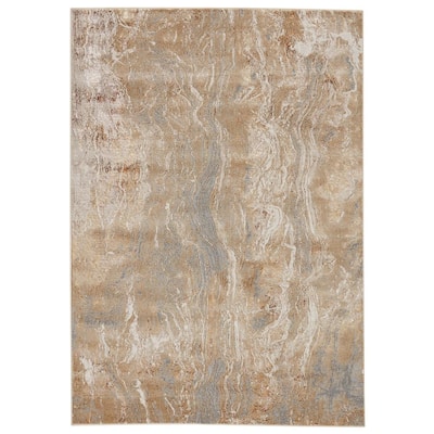KAS Rugs Lara Abstract Plush 3'3 x 4'7 Stain Resistant Area Rug in Grey/Brick 