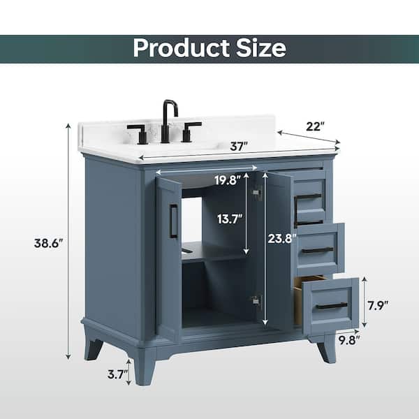 DELUXE DL LIVING Rawsonville 37 in. Single Sink Freestanding Steel