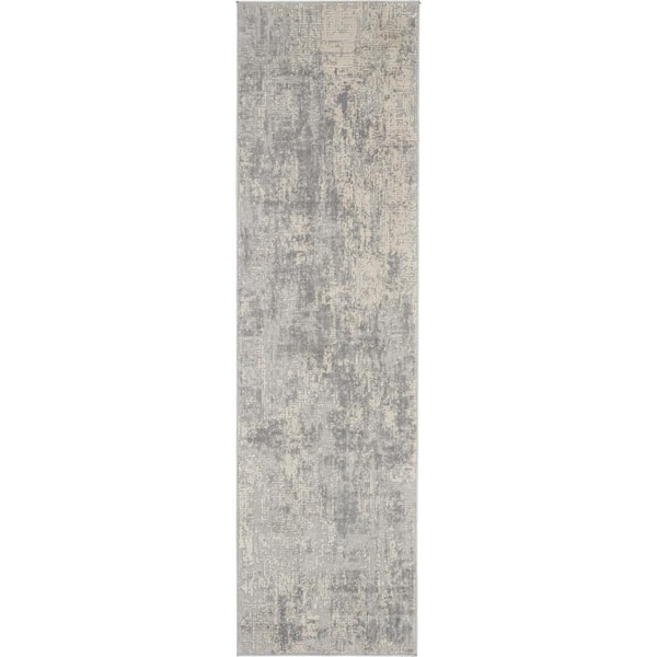 Nourison Rustic Textures Ivory/Silver 2 ft. x 8 ft. Abstract Contemporary Kitchen Runner Area Rug