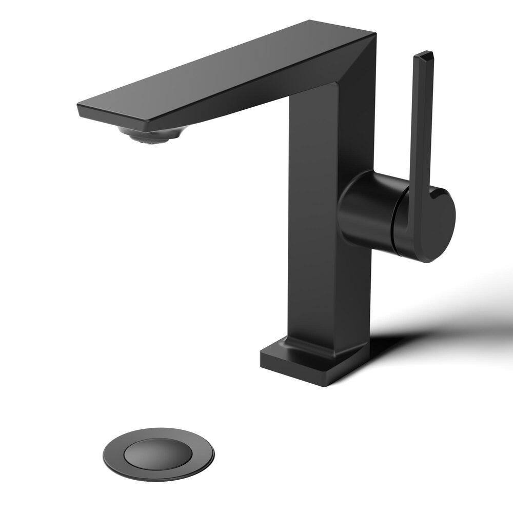 Single-Handle Single Hole Bathroom Sink Faucet with Pop-Up Drain in Matte Black price history on PriceWatchPro
