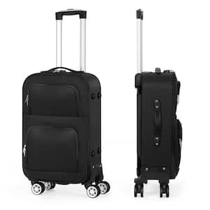 1-Carry on Luggage Bag, 20 in. Softside Suitcase Spinner Luggage with Lock, Black