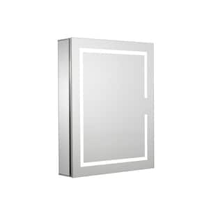 Vandalia 24 in. W x 30 in. H Single Door Silver Aluminum Recessed/Surface Mount LED Medicine Cabinet with Mirror