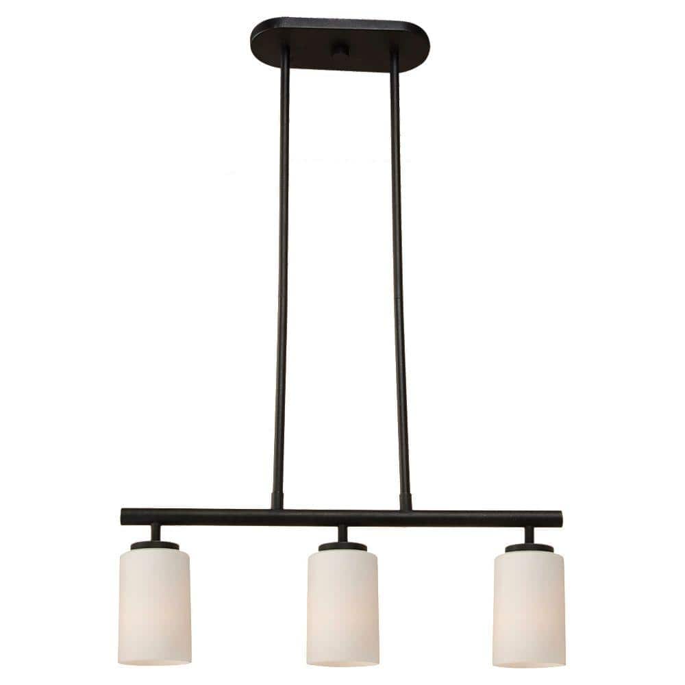 Midnight Black Glass Three Light Island Pendant