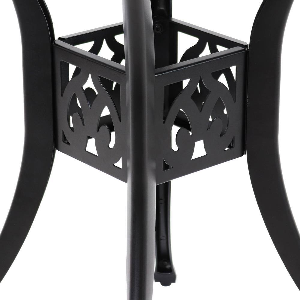 Sigonella 30.75" Black Cast Aluminum Round Outdoor Patio Table