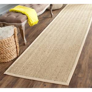 Natural Fiber Tan/Beige 3 ft. x 16 ft. Border Runner Rug