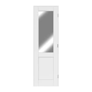24 in. x 80 in. Half Lite Mirrored Glass Right Handed White solid Core MDF Door with Quick Assemble Jamb Kit