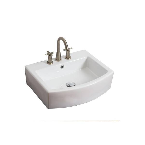 American Imaginations 22-in. W x 20-in. D Above Counter Rectangle Vessel Sink In White Color For 8-in. o.c. Faucet