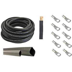 6-Gauge 10 ft. Black Welding Cable Kit Includes 10-Pieces of Cable Lugs and 3 ft. Heat Shrink Tubing
