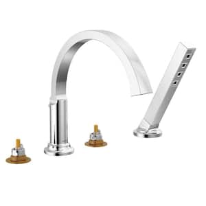 Tetra 2-Handle Roman Tub Faucet Trim Kit with Hand Shower in Lumicoat Chrome (Valve and Handle Not Included)