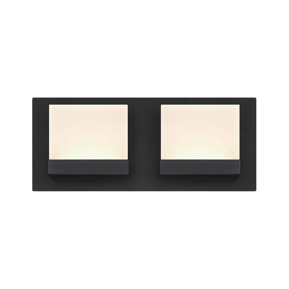 Alberson 12.2 in. W 2-Light Matte Black Integrated LED Bathroom Vanity Ligh