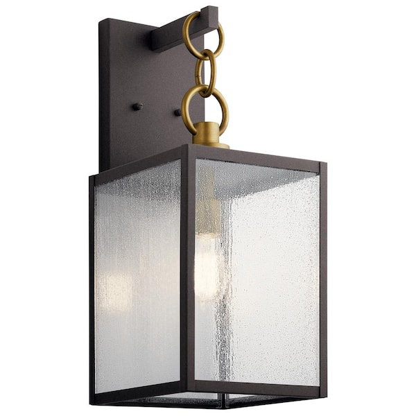 KICHLER Lahden 21.75 in. 1-Light Weathered Zinc Outdoor Hardwired Wall Lantern Sconce with No Bulbs Included (1-Pack)