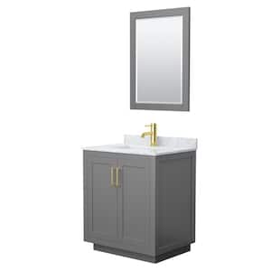 Miranda 30 in. W x 22 in. D x 33.75 in. H Single Sink Bath Vanity in Dark Gray with White Carrara Marble Top and Mirror