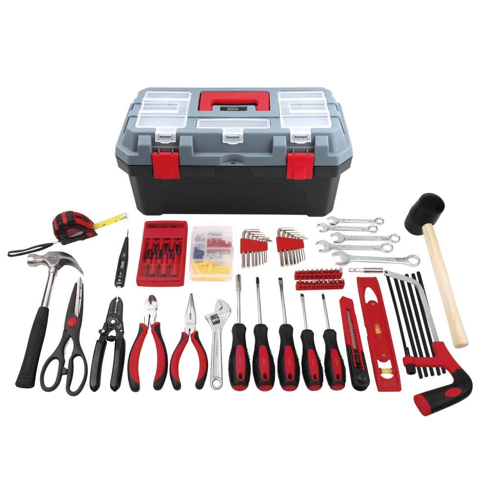Apollo Household Tool Kit with 16.5 in. Tool Box Red (170-Piece) DT7103 -  The Home Depot
