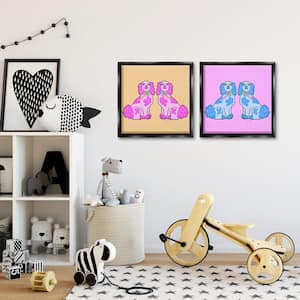 Brightly Colored Posh Pooches by Katie Conley 2-Piece Black Floater Frame Animal Graphic Art Print 18 in. x 18 in.