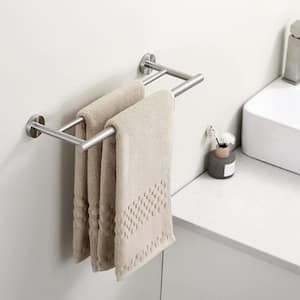 Bathroom 24 in. Wall Mounted Double Towel Bar Towel Holder in Brushed Nickel