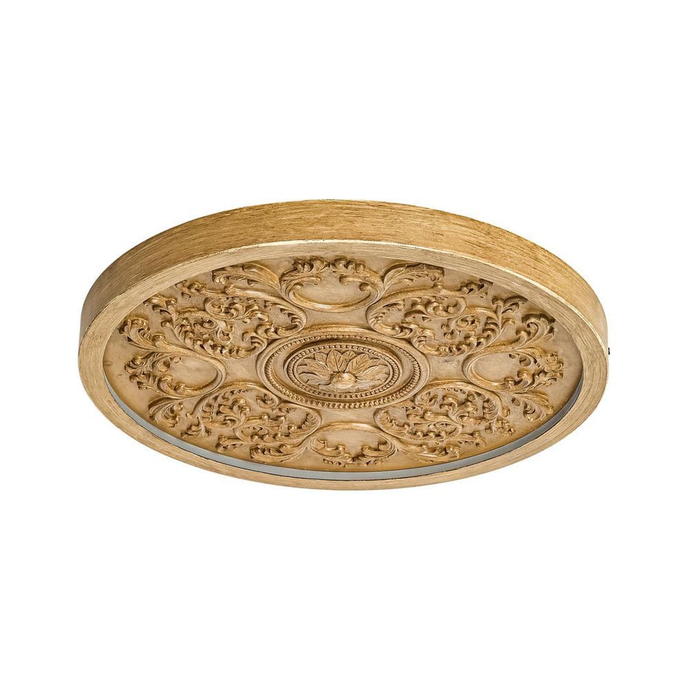 Sakos 1-Light 19.1 in. W Vintage Ornate Antique Gold Flush Mount with Embossed Floral Pattern for Hallway and Entryway price history on PriceWatchPro