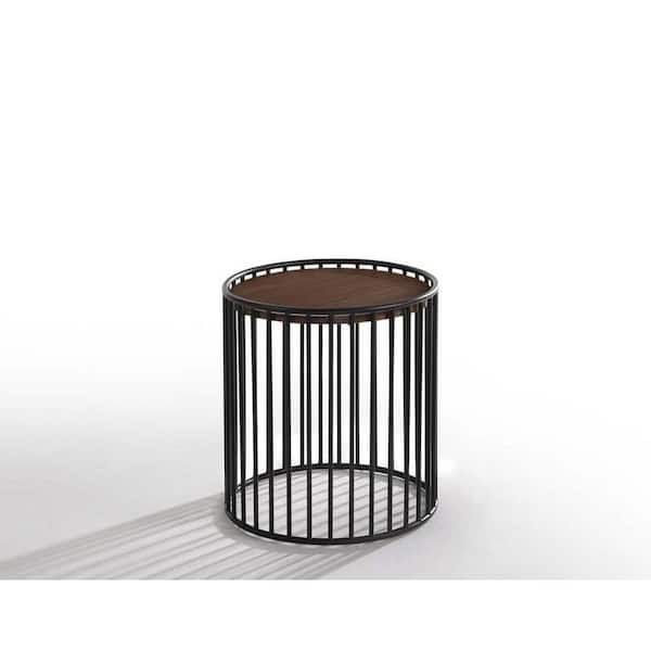 Bronson Modern 19 in. Walnut Round Wood End Table