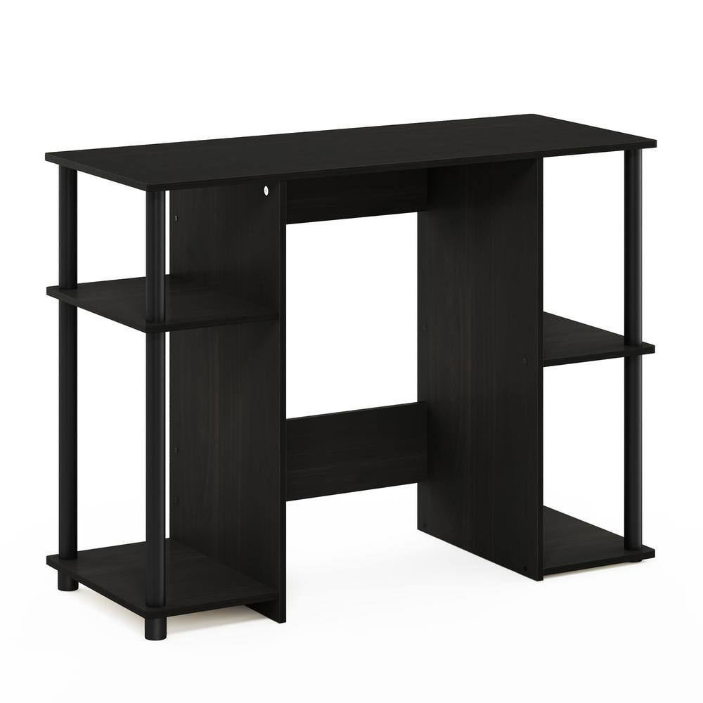 Espresso Compact Wood Computer Desk with Storage Shelves