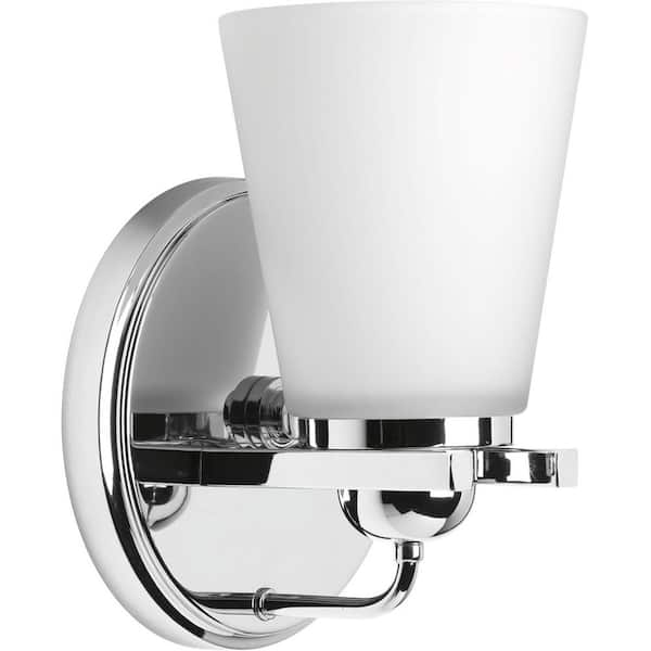 Progress Lighting Flight Collection 1-Light Polished Chrome Etched Glass Coastal Bath Vanity Light