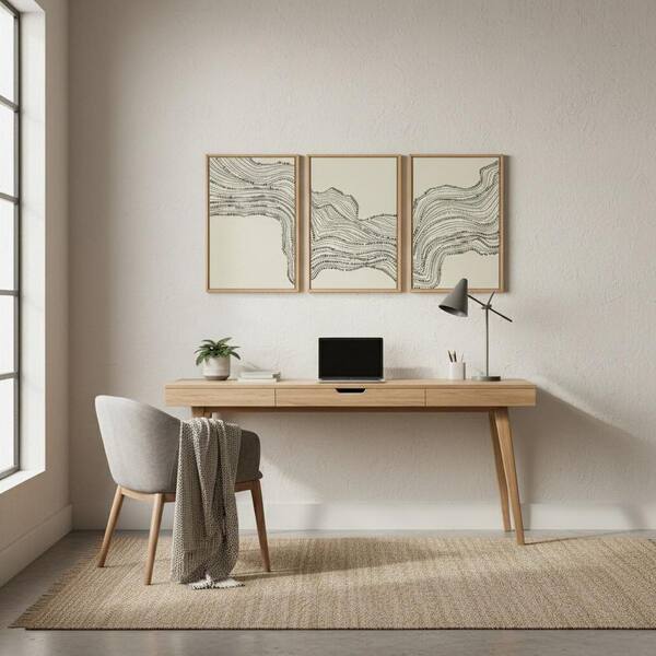 Modern Geometric Abstract Framed Wall Art 24 in. x 16 in. LINBQ266