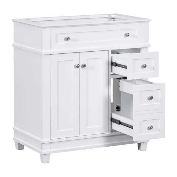 29.5 in. D x 17.8 in. W x 33 in. H Bathroom White Linen Cabinet