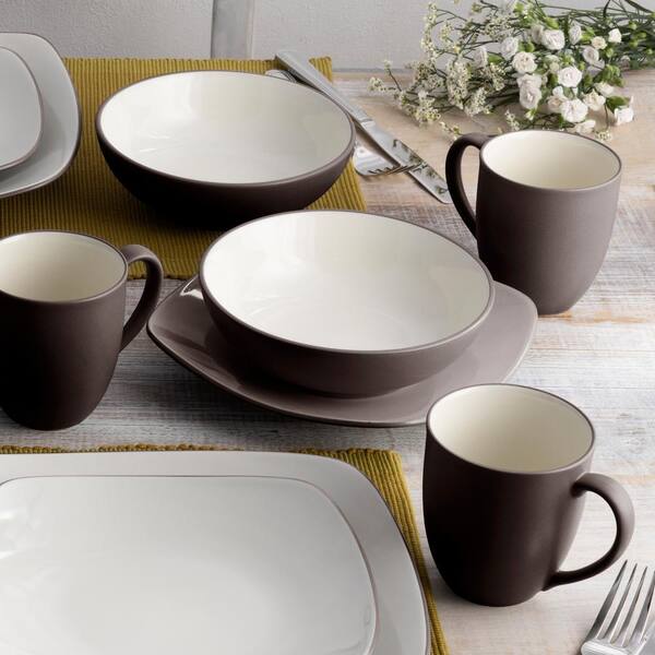 Noritake Colorwave Chocolate 16-Piece Square (Brown) Stoneware